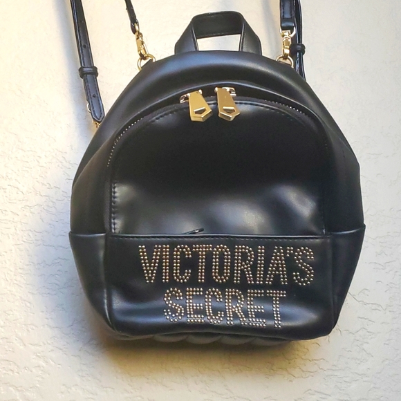 Victoria's Secret Bags Victorias Secret Mini Black Backpack Gold